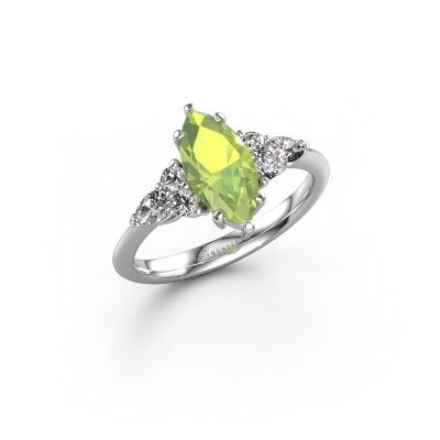 Engagement ring Melani MRQ 950 platinum peridot 11x5.5 mm