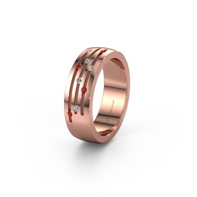 Wedding ring WH0134L26B 585 rose gold ruby ±6x2 mm
