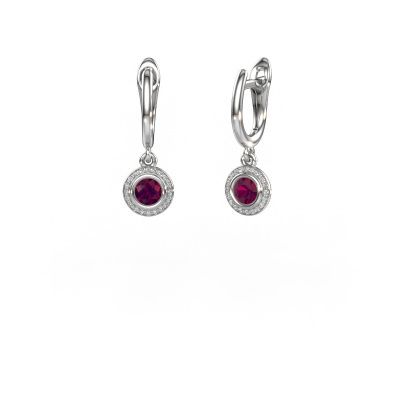 Pendants d'oreilles Noud RND 585 or blanc rhodolite 4 mm