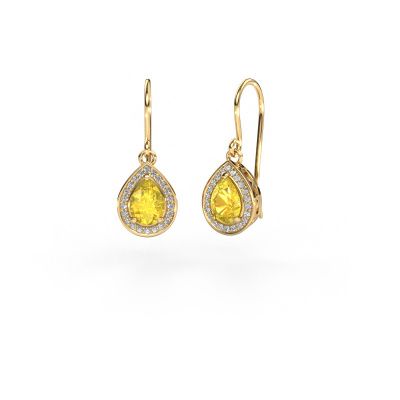 Pendants d'oreilles Beverlee 1 585 or jaune saphir jaune 7x5 mm
