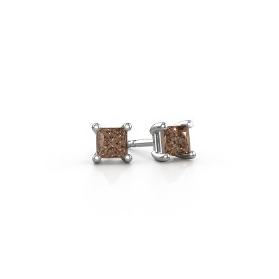 Clous d'oreilles Sam square 585 or blanc diamant brun 0.40 crt