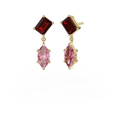 Pendants d'oreilles Toi et Moi EME MRQ 585 or jaune grenat 8x6 mm