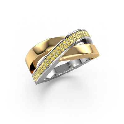 Bague Denisse 585 or blanc saphir jaune 1 mm