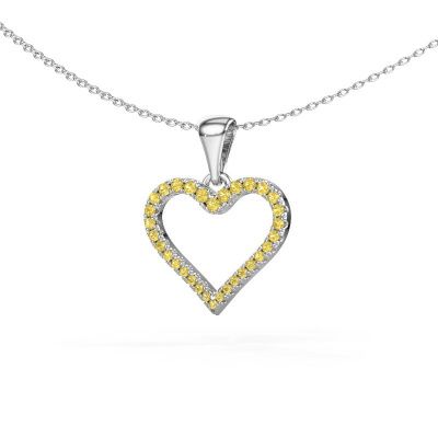 Pendant Heart 8 950 platinum yellow sapphire 1 mm