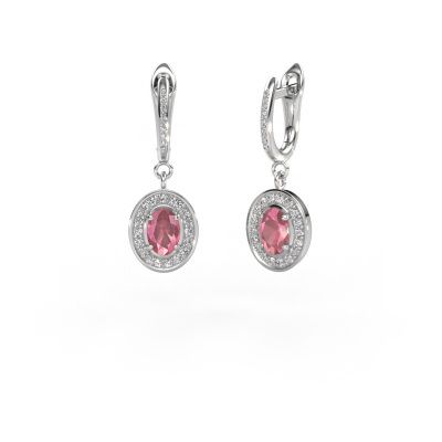 Drop earrings Layne 2 950 platinum tourmaline pink 7x5 mm