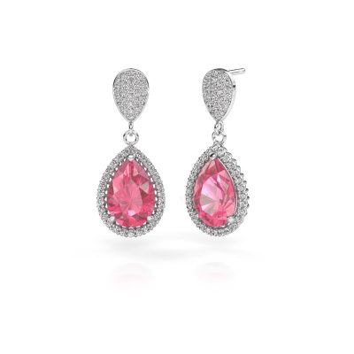 Drop earrings Tilly per 2 585 white gold pink sapphire 12x8 mm