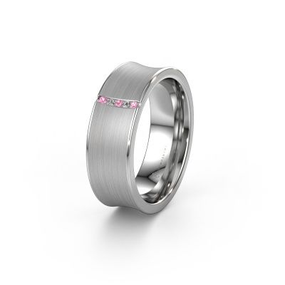 Wedding ring WH2021B 585 white gold pink sapphire ±0.28x0.08 in