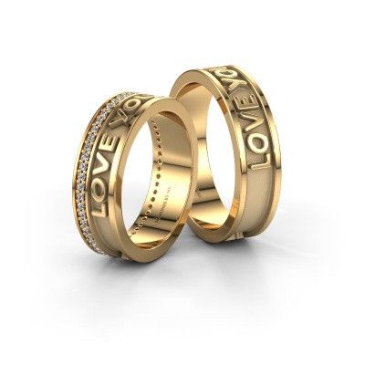 Wedding rings set WHR0435LM ±0.24x0.08 in 14 Carat gold diamond 0.005 crt