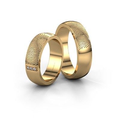 Wedding rings set WHR0421LM ±6x2 mm 14 Carat white gold diamond 0.008 crt