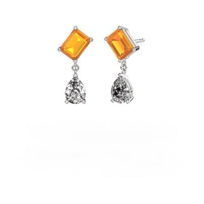 Boucles d'oreilles Toi et Moi EME PER 585 or blanc citrine 8x6 mm
