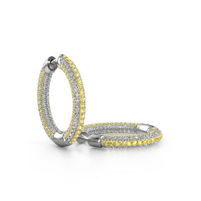 Créoles Hope 15mm 585 or blanc saphir jaune 1 mm