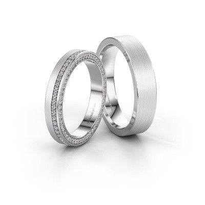 Wedding rings set WH2214LM15BM ±5x2 mm 14 Carat white gold diamond 0.005 crt
