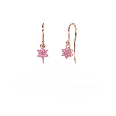 Drop earrings Dahlia 1 585 rose gold pink sapphire 1.7 mm