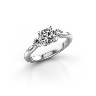 Bague de fiançailles Lieselot RND 585 or blanc diamant synthétique 1.30 crt