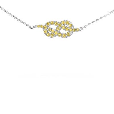 Necklace Infinity 1 585 white gold yellow sapphire 1.1 mm