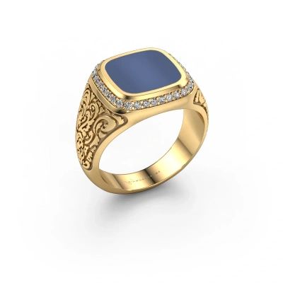 Bague pour homme Jesse 3 585 or jaune nicolo bleue 10x10 mm