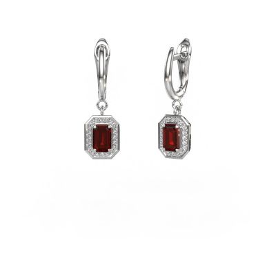 Pendants d'oreilles Dodie 1 585 or blanc grenat 6x4 mm