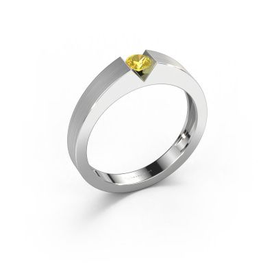 Engagement ring Lizzy 1 950 platinum yellow sapphire 3.7 mm