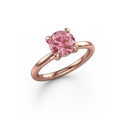 Engagement ring Simone RND 2 585 rose gold pink lab grown diamond 7.3 mm
