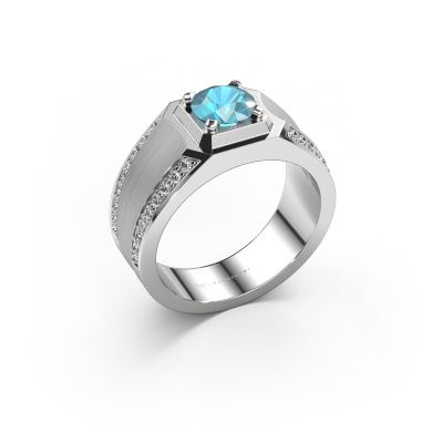 Men's ring Maarten 950 platinum blue topaz 6.5 mm