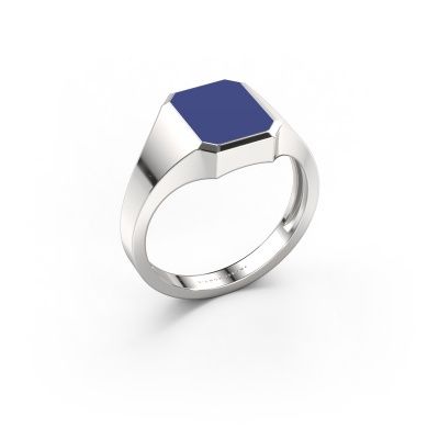 Pinky ring Lars 1 light 950 platinum blue enamel 10x8 mm
