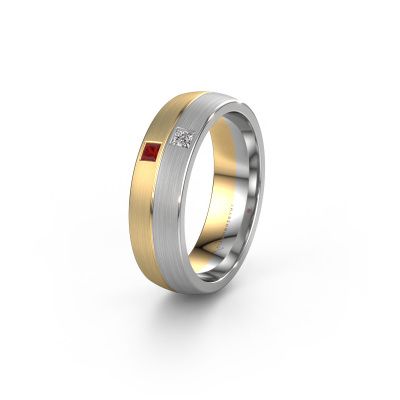 Wedding ring WH0250L26BM 585 gold ruby ±6x2 mm