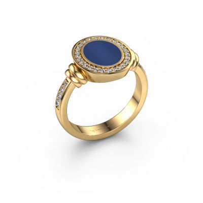Chevalière Servie 1 585 or jaune lapis lazuli 10x8 mm