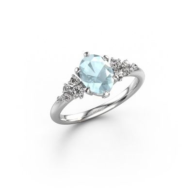 Engagement ring Royce OVL 950 platinum aquamarine 8x6 mm