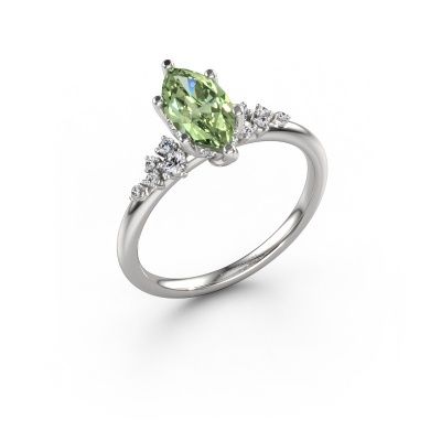 Engagement ring Emma MRQ 950 platinum green lab grown diamond 10x5 mm