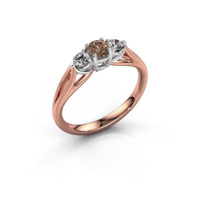Verlovingsring Amie RND 585 rosé goud bruine diamant 0.50 crt