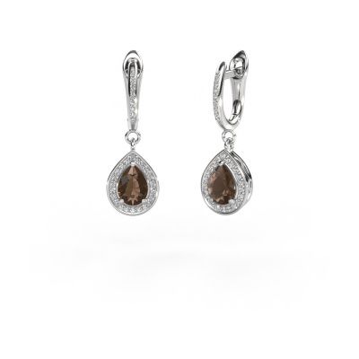 Drop earrings Ginger 2 950 platinum smokey quartz 7x5 mm