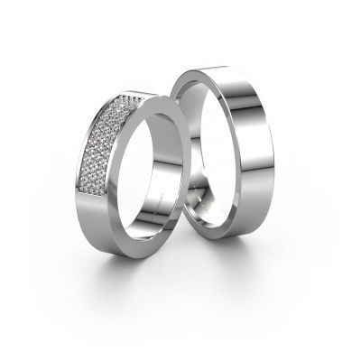 Trauringe set WHR0289LM15AP ±5x2.3 mm 14 Karat Gold Diamant 0.007 crt