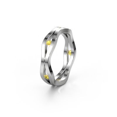 Wedding ring WH2122L 585 white gold yellow sapphire ±0.20x0.08 in