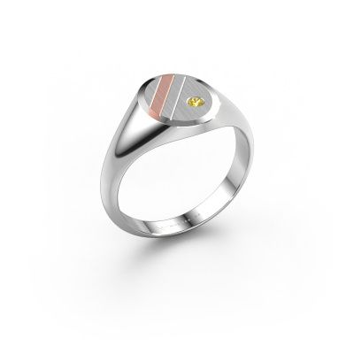 Pinkring Wesley 1 585 witgoud gele saffier 2 mm