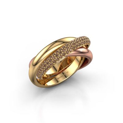 Ring Trinity 2 585 goud bruine diamant 0.885 crt