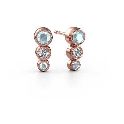 Stud earrings Linda 585 rose gold aquamarine 4 mm