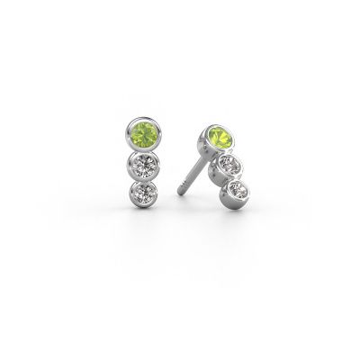 Boucles d'oreilles Felica 585 or blanc péridot 2.7 mm