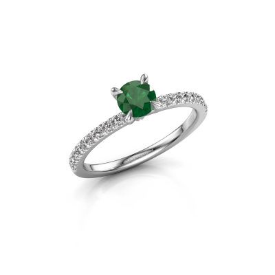 Verlovingsring Crystal rnd 2 585 witgoud smaragd 5 mm
