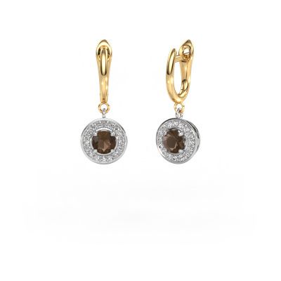 Drop earrings Ninette 1 585 white gold smokey quartz 5 mm