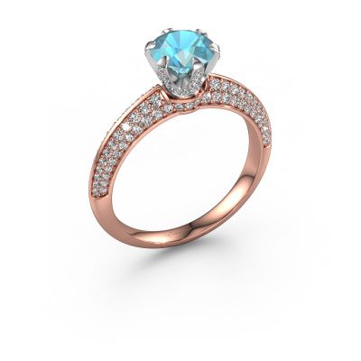 Engagement ring Abby 585 rose gold blue topaz 6.5 mm