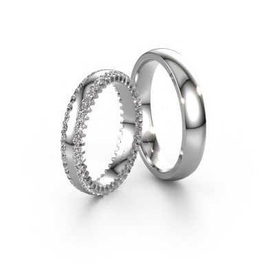 Wedding rings set WH2139LM24B ±0.16x0.08 in 14 Carat white gold diamond 1.26 crt