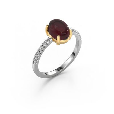 Ring Becky 585 Weißgold Granat 7x5 mm