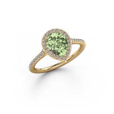 Engagement ring Seline per 2 585 gold green lab grown diamond 8x6 mm