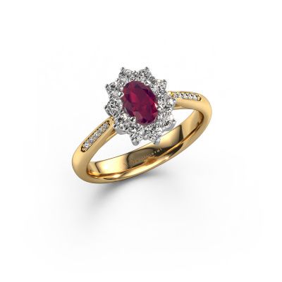 Engagement ring Leesa 2 585 gold rhodolite 6x4 mm