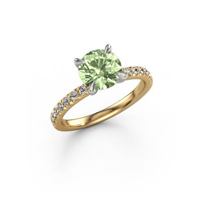 Verlovingsring Crystal rnd 2 585 goud groene lab grown diamant 7.3 mm