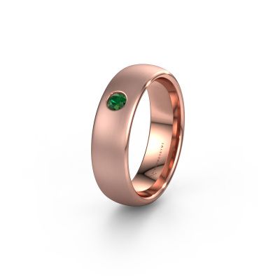 Wedding ring WH0101L36BM 585 rose gold emerald ±6x2 mm