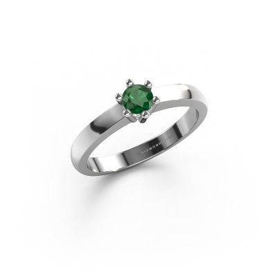 Engagement ring Luna 1 585 white gold emerald 3.7 mm