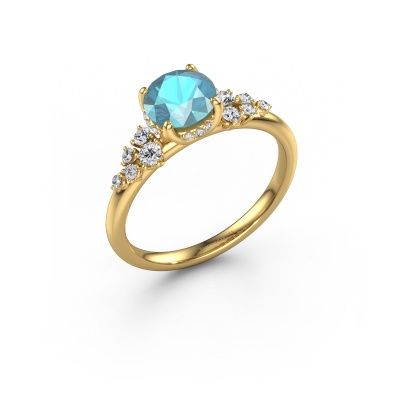 Verlobungsring Emma RND 585 Gold Blau Topas 6.5 mm