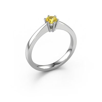 Engagement ring Noortje 585 white gold yellow sapphire 4 mm