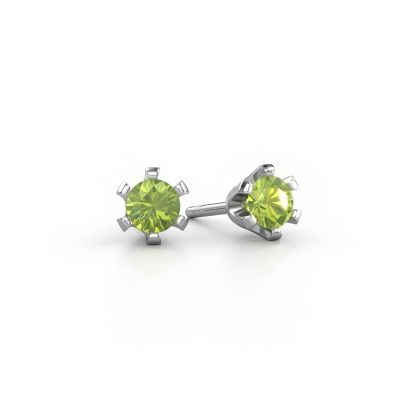Clous d'oreilles Shana 950 platine péridot 4 mm